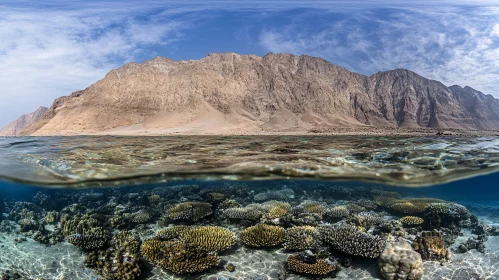 Underwater Coral Reef and Mountain View