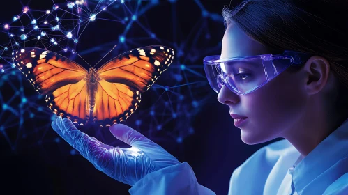 Woman Scientist with Butterfly