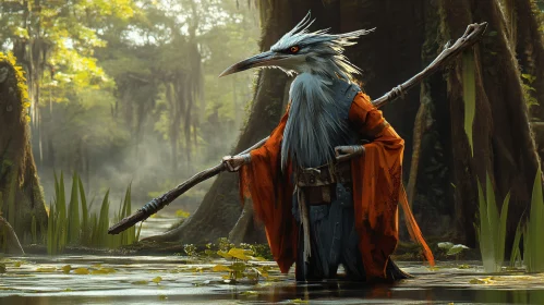 Swamp Wizard Bird Character Art