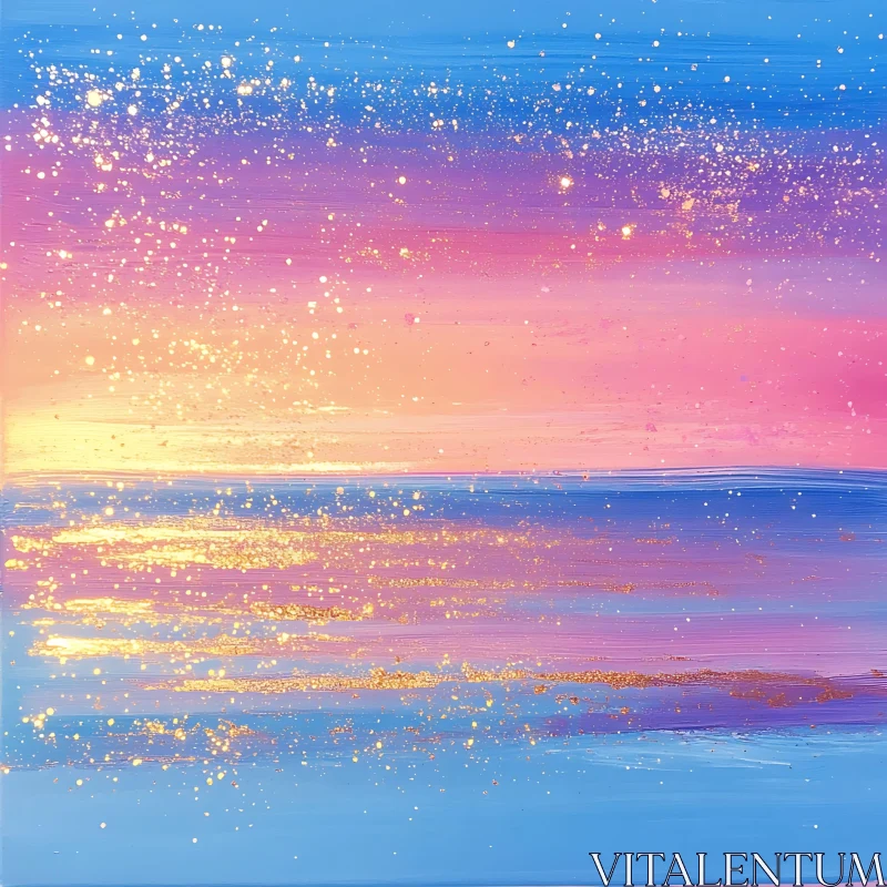 Ethereal Pastel Landscape with Glitter AI Image