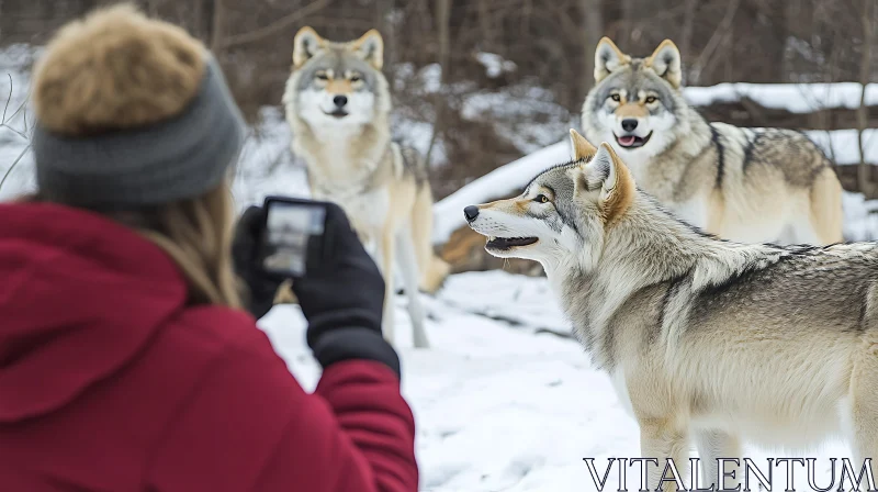 Photographing Wild Wolves AI Image