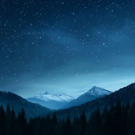 Peaceful Mountain View Under Stars