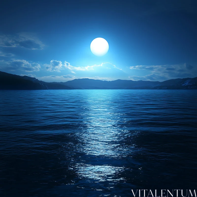 AI ART Tranquil Sea Under Moonlight