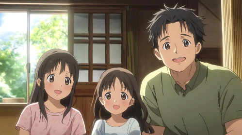 Happy Anime Family at Home