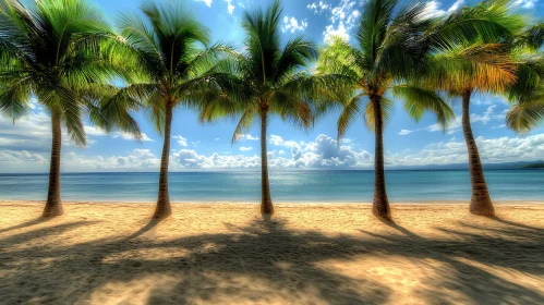 Seaside Palm Trees on Sandy Beach