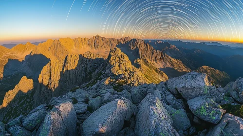 Stunning Mountain Landscape with Star Trails