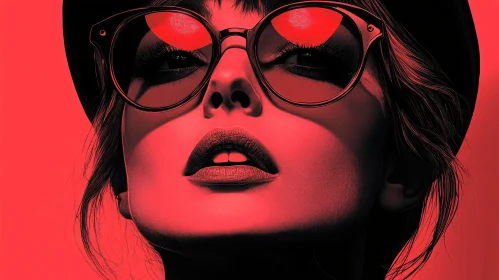 Bold Red Fashion Portrait with Sunglasses