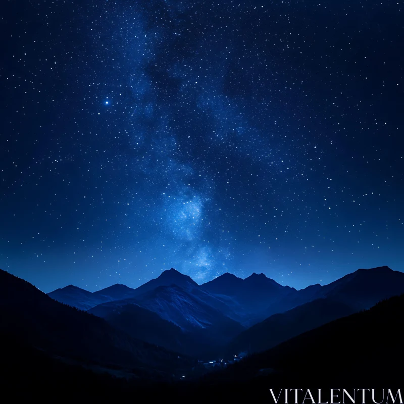 AI ART Night Sky Over Mountain Peaks