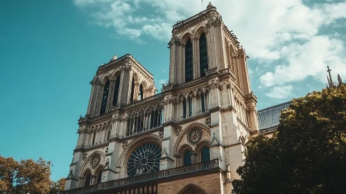 Gothic Cathedral with Towers in Paris