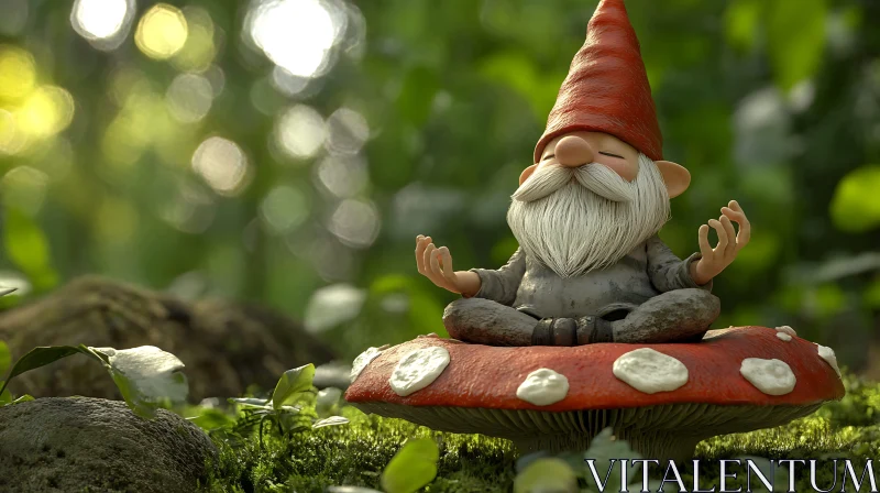 AI ART Forest Gnome in Peaceful Meditation