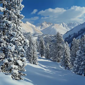 Winter Wonderland Mountain Scene