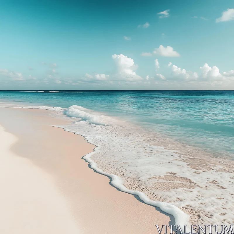 AI ART Calm Ocean Waves on Sandy Shore