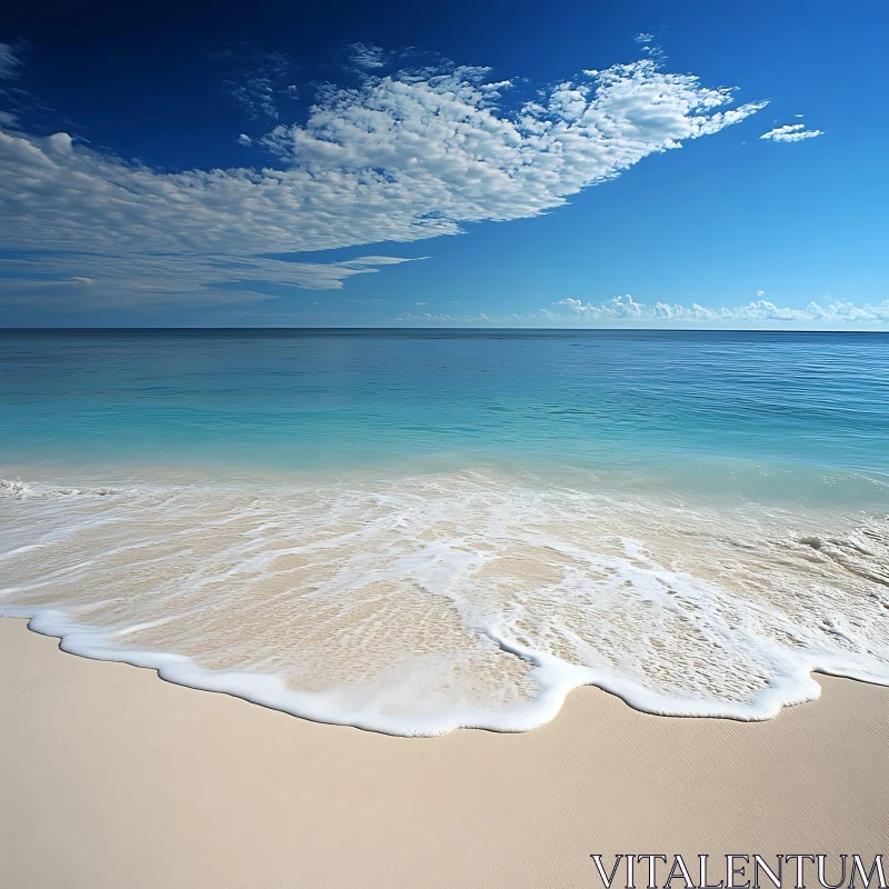 AI ART Tranquil Seascape with Blue Sky and Waves