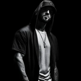 Hooded Man in Black and White