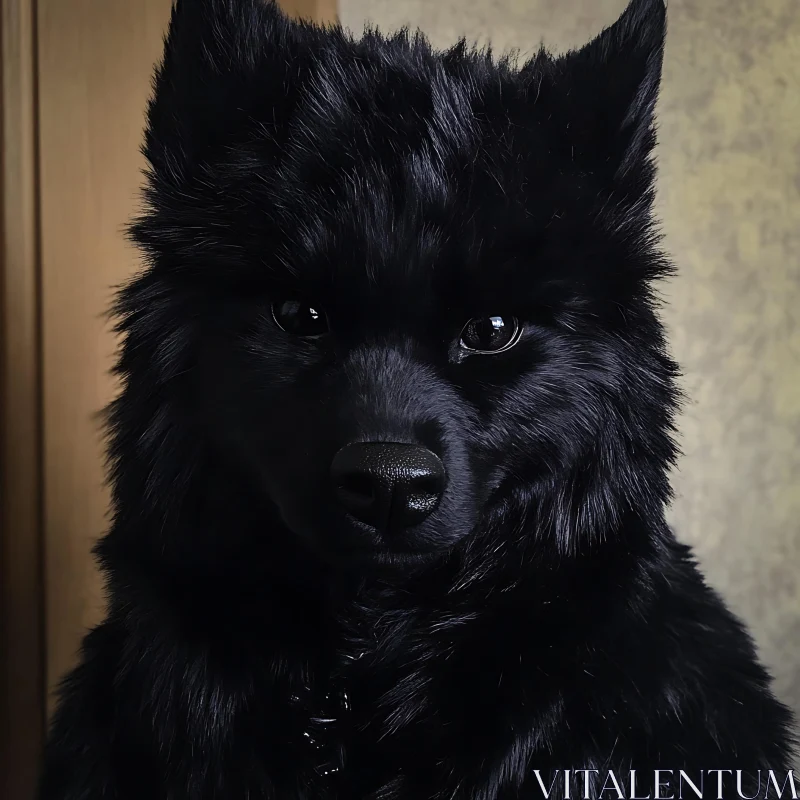 AI ART Mysterious Black Wolf Gaze