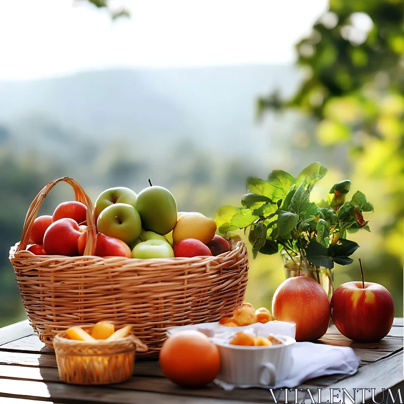 Basket of Apples and Citrus Fruits AI Image