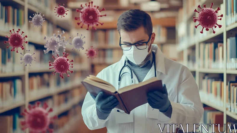 Medical Professional Studying Virus AI Image