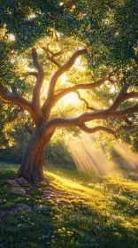 Majestic Oak with Sunbeams