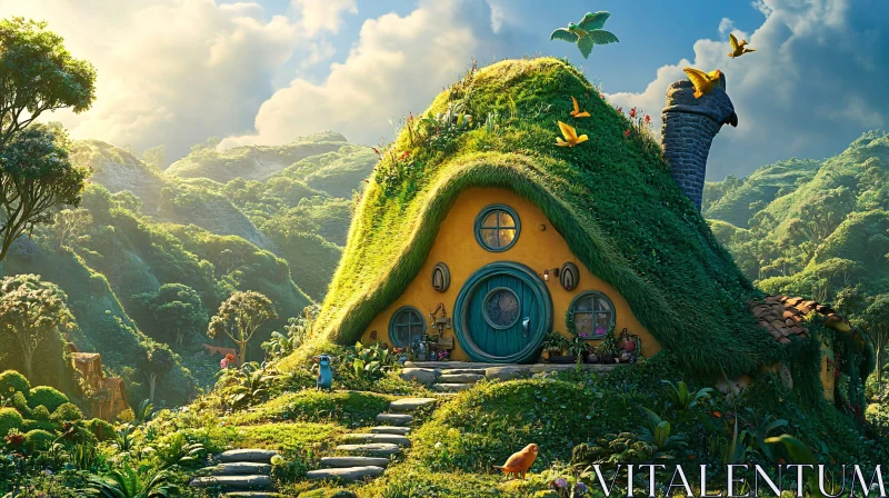 AI ART Enchanting Hobbit Home with Nature Scenery