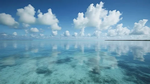 Peaceful Ocean View with Cloud Reflections