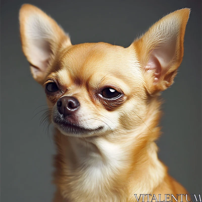 Chihuahua Dog Portrait Against Grey Background