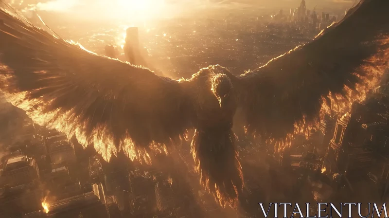 Fiery Bird Overcomes Urban Inferno