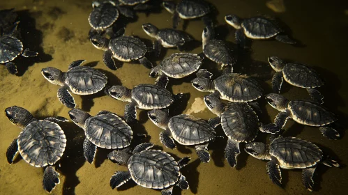 Hatchling Turtles Grouped Together
