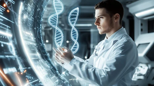 Scientist Analyzing DNA in Laboratory