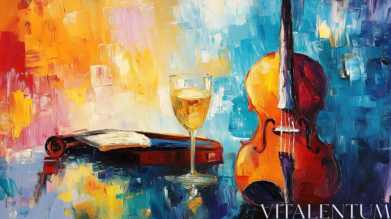 Abstract Still Life with Violin and Wine