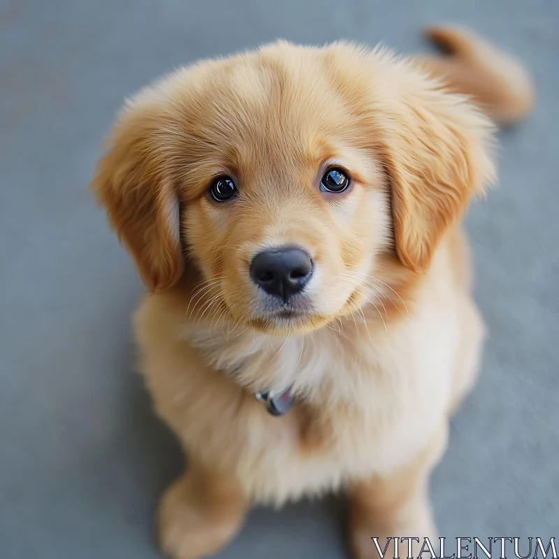 Cute Golden Retriever Puppy Close-Up AI Image