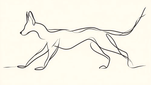 Abstract Fox Line Drawing