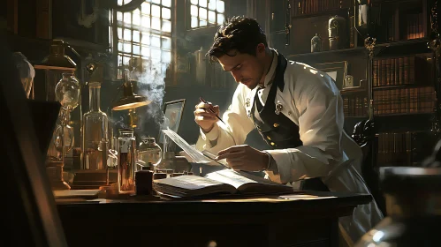 Vintage Scientist at Work