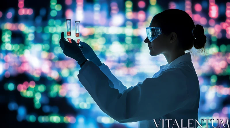 Scientist Examining Test Tubes in Laboratory