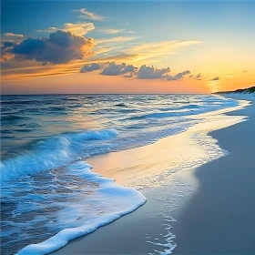 Coastal Sunset with Gentle Waves