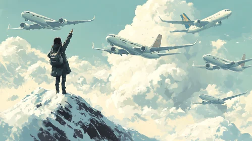 Planes in the Sky: Mountain Peak