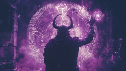 Enigmatic Horned Figure Casting Magic