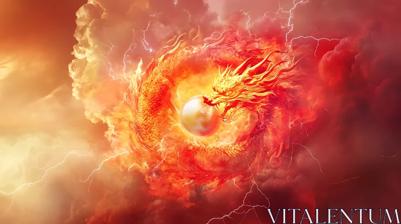 Mythical Dragon and Magic Orb