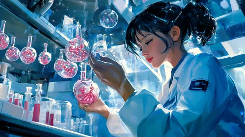 Female Scientist Analyzing Sample in Lab