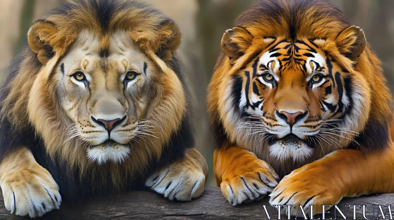 Majestic Lion and Tiger Duo AI Image