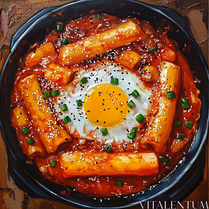 Tteokbokki with Egg Culinary Art