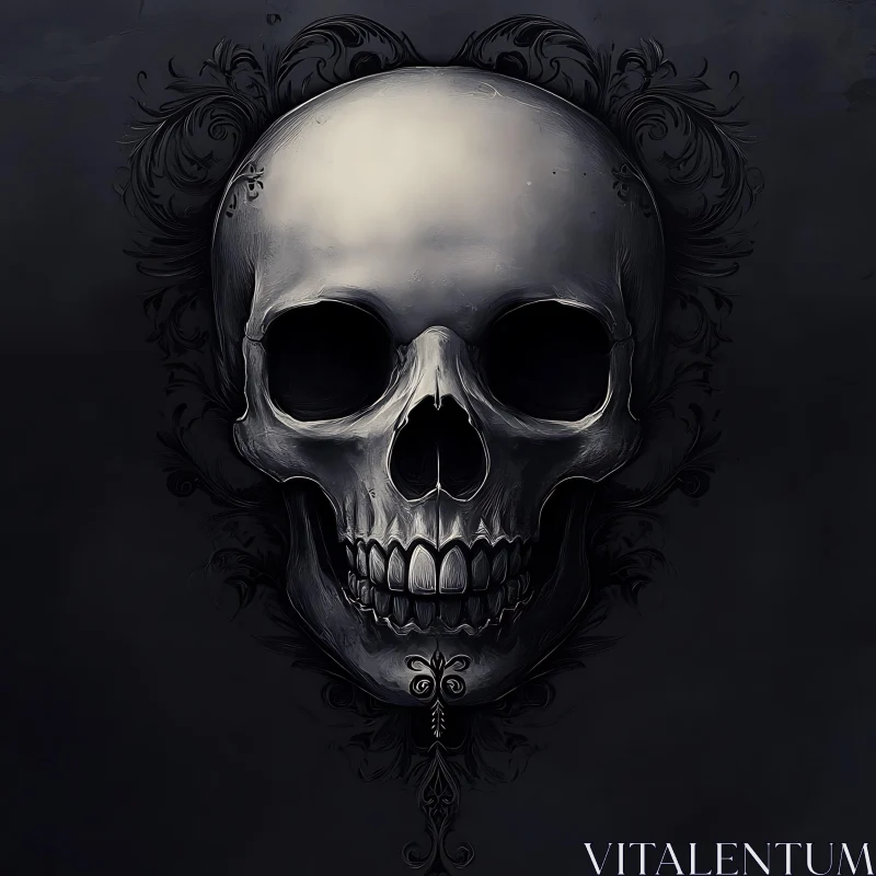 Gothic Skull Art with Dark Ornament AI Image