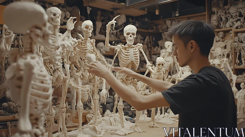 Sculptor with Skeleton Figures AI Image