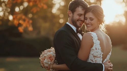 Romantic Wedding Day Couple Portrait
