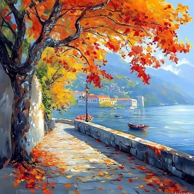 Lake View in Autumn Colors