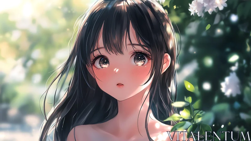 Sunlit Anime Girl in Nature
