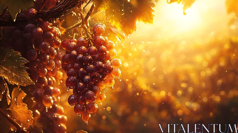 Sunlit Vineyard Grapes