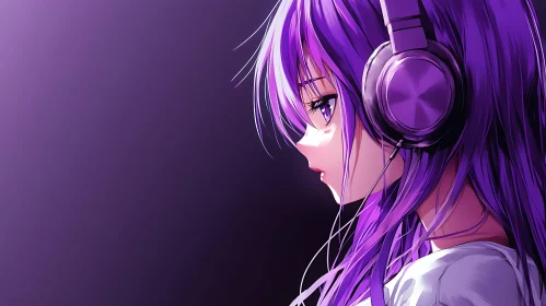 Digital Art of Anime Girl with Headphones