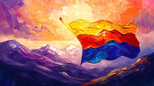 Abstract Mountain Flag Art