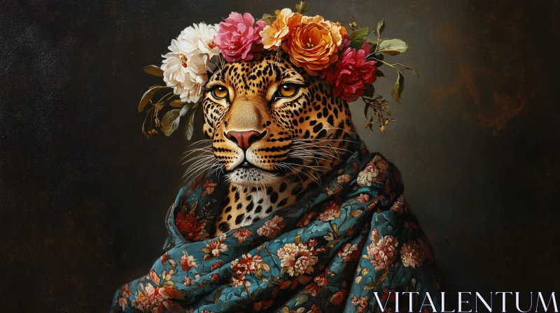Leopard in Bloom: A Floral Portrait