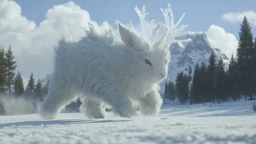 Snowy Rabbit with Crystal Horns